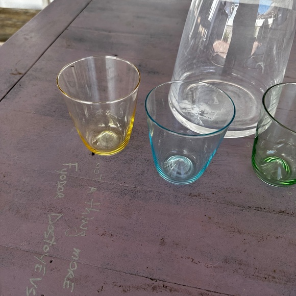 Anthropologie Sangria/Wine Carafe with 4 drinking glasses - Picture 7 of 10